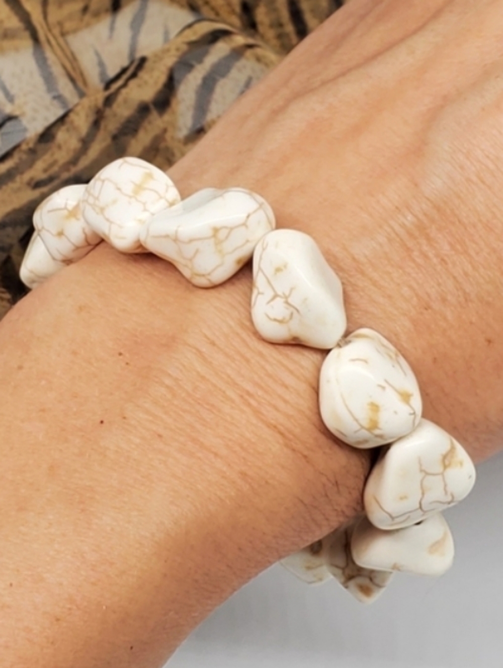 Natural White Hawolite Stone Jewelry Bracelet Boho Jewelry